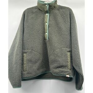 Faherty Women's Fleece Fireside Popover in Olive Green‎ Size Large MSRP $198